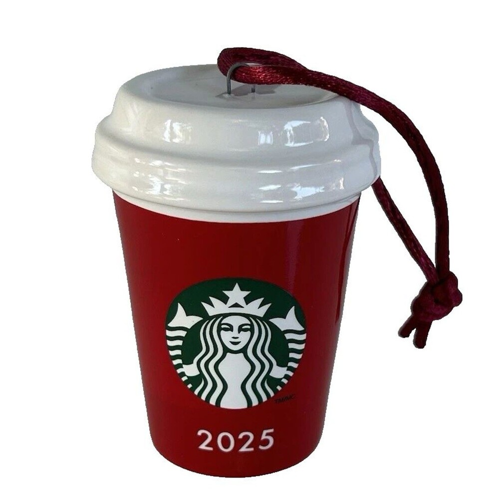 Limited Edition 2025 - Starbucks Christmas Red Cup Ceramic Ornament